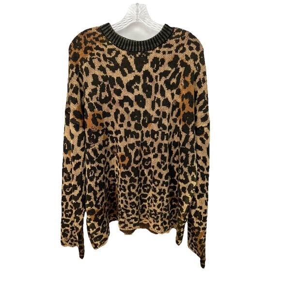 The Ragged Priest Sweaters - The Ragged Priest Leopard Print Oversized Sweater Distressed Knit Size S